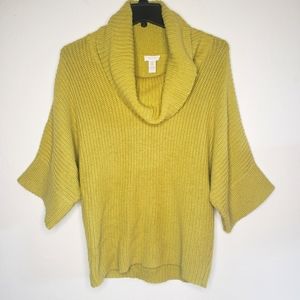 Chico's Rabbit Hair Blend Chartreuse Cowl Neck Sweater